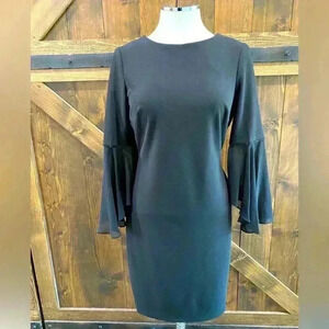 Donna Karan Black Dress Knee Length with V Back Size 6